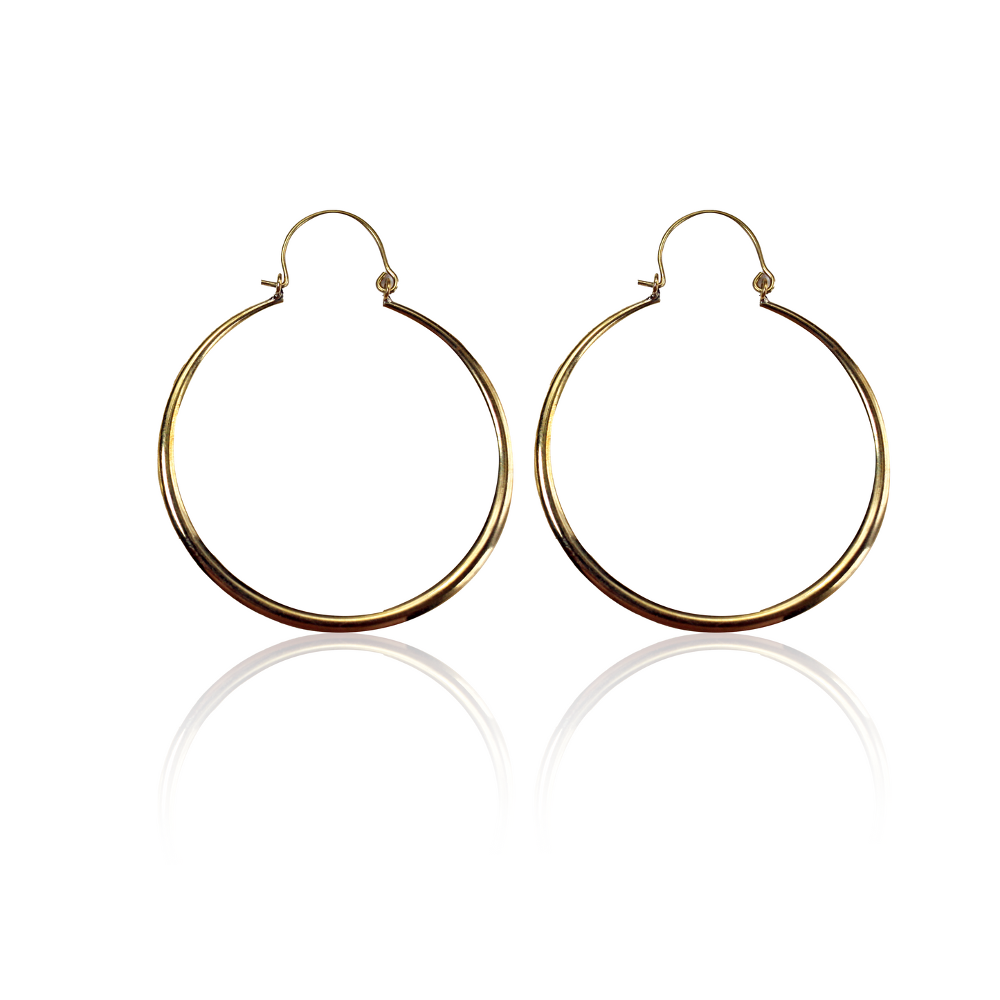 Classic pair of shiny brass hoop earrings